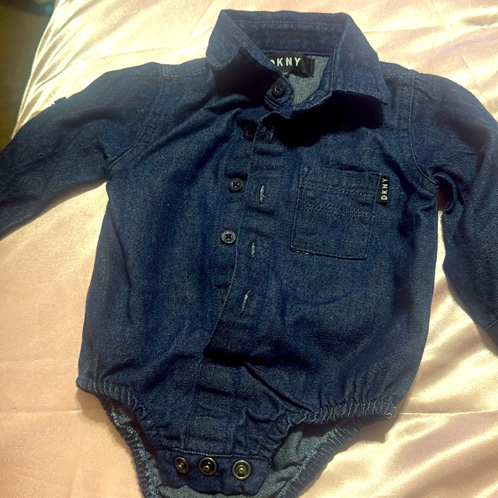 0-3 months DKNY blue jean bodysuit top
